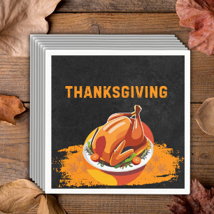 Chalkboard Thanksgiving Roasted Turkey Baby Shower Napkins