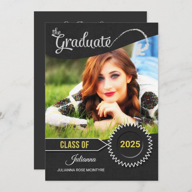 Chalkboard Theme Class of 2025 Graduation Invitation (Front/Back)