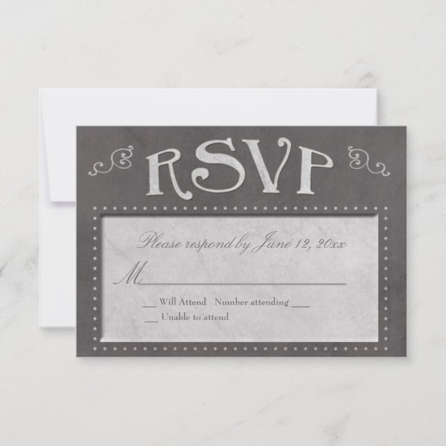 Chalkboard theme RSVP Card (Front)