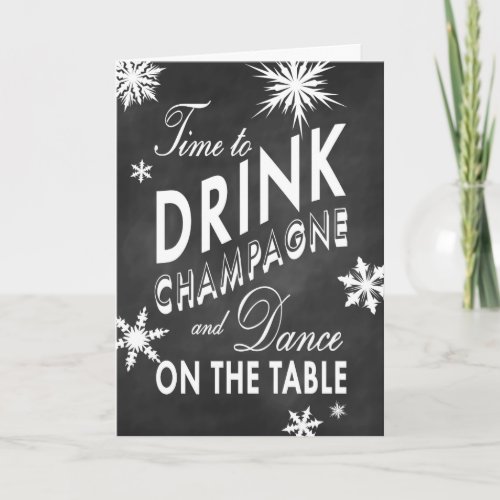 Chalkboard Time to Drink Champagne Holiday Card
