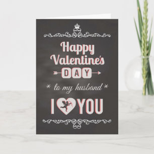Chalkboard - To Husband, I Heart You Valentine Holiday Card
