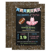 Chalkboard Touchdowns or Tutus Gender Reveal Card