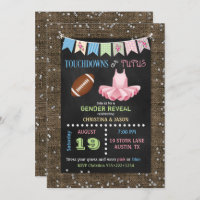 Chalkboard Touchdowns or Tutus Gender Reveal Invitation