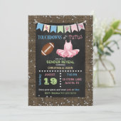 Chalkboard Touchdowns or Tutus Gender Reveal Invitation (Standing Front)