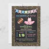 Chalkboard Touchdowns or Tutus Gender Reveal Invitation (Front)