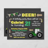Chalkboard Tractor Invite, Birthday Tractor Invitation Postcard (Front/Back)