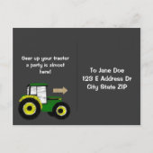 Chalkboard Tractor Invite, Birthday Tractor Invitation Postcard (Back)