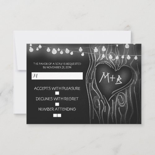 Chalkboard tree elegant wedding RSVP card