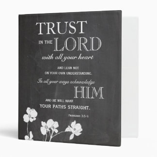 Chalkboard Trust in the Lord Personalized Recipe 3 Ring Binder