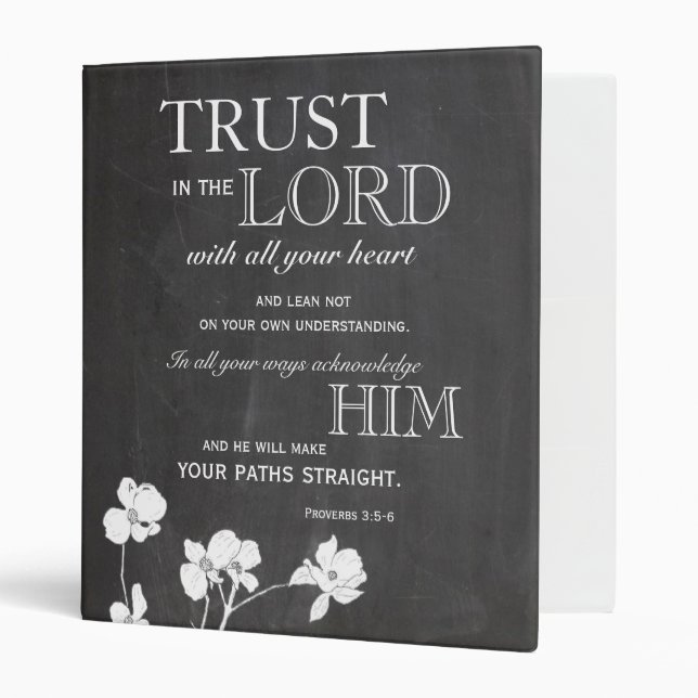 Chalkboard Trust in the Lord Personalized Recipe 3 Ring Binder (Front/Inside)