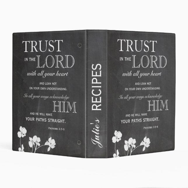 Chalkboard Trust in the Lord Personalized Recipe Mini Binder (Background)