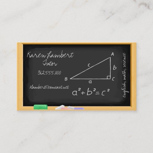 chalkboard tutor services business card