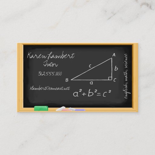 Customizable chalkboard tutor services business card