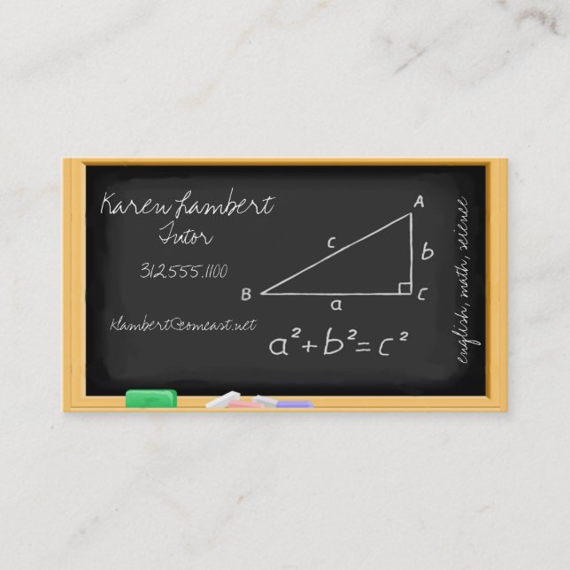 chalkboard tutor services business card (Front)