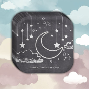 Chalkboard Twinkle Twinkle Little Star Baby Shower Paper Plates