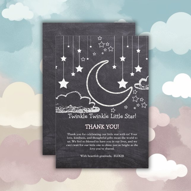 Chalkboard Twinkle Twinkle Little Star Baby Shower Thank You Card (Creator Uploaded)