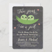 Chalkboard Two Peas In A Pod Twins Baby Shower Invitation (Front)
