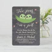 Chalkboard Two Peas In A Pod Twins Baby Shower Invitation (Standing Front)