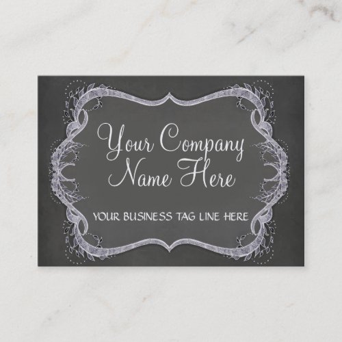 Chalkboard Typographic Leaf Swirl Modern Business Business Card