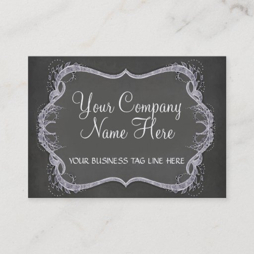 Customizable Chalkboard Typographic Leaf Swirl Modern Business Business Card