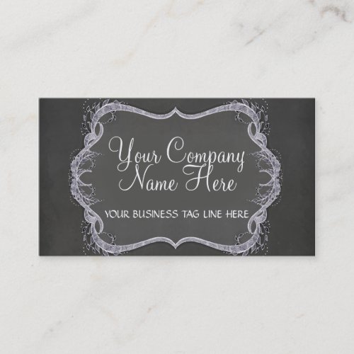 Chalkboard Typographic Leaf Swirl Modern Business Business Cards