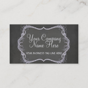 Chalkboard Typographic Leaf Swirl Modern Business Card