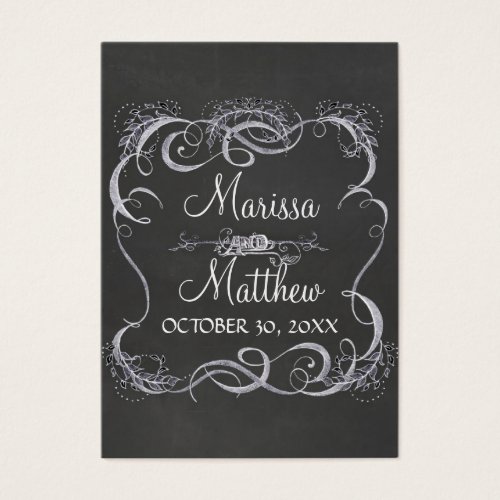 Chalkboard Typographic Leaf Swirl Rustic Wedding