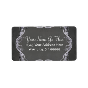 Chalkboard Typographic Leaf Swirl Rustic Wedding Label