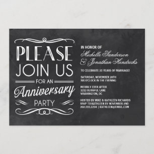 Chalkboard Typography Anniversary Party Invite