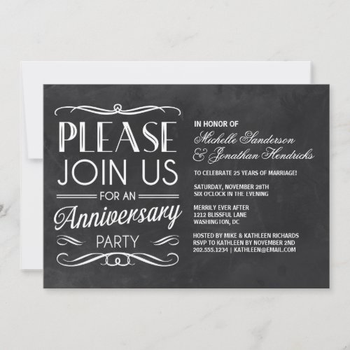 Chalkboard Typography | Anniversary Party Invite