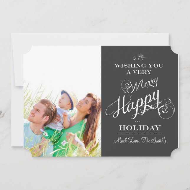 Chalkboard Typography Christmas Photo Card (Front)