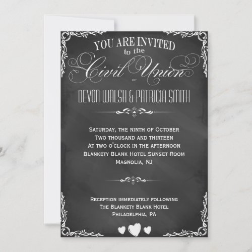 Chalkboard Typography Civil Union Invitation