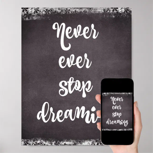 Chalkboard Typography Dream Quote Poster Zazzle
