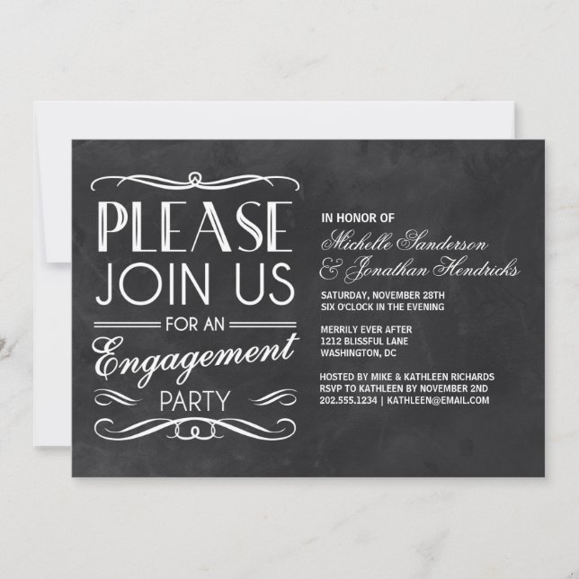 Chalkboard Typography | Engagement Party Invite (Front)