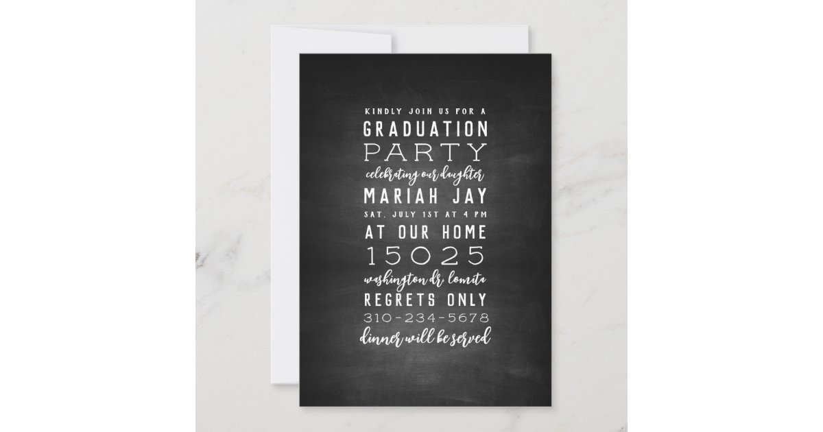 Chalkboard Typography Graduation Party Invitation | Zazzle