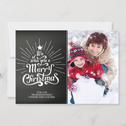 Chalkboard Typography Merry Christmas Photo Card