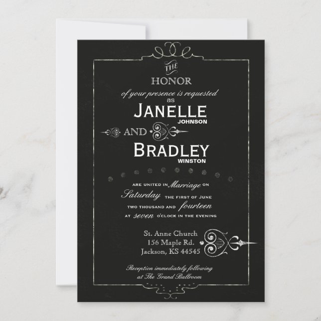 Chalkboard Typography Modern Wedding Invitation (Front)