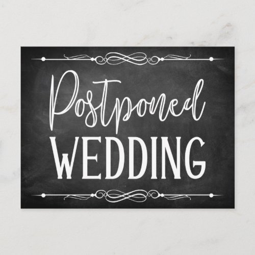 Chalkboard Typography Postponed Wedding Card