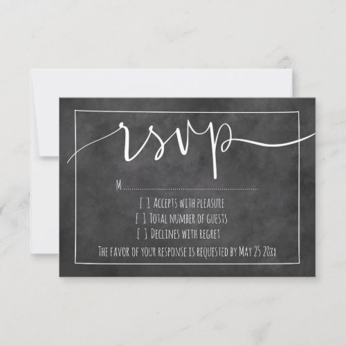 Chalkboard typography rsvp wedding response cards