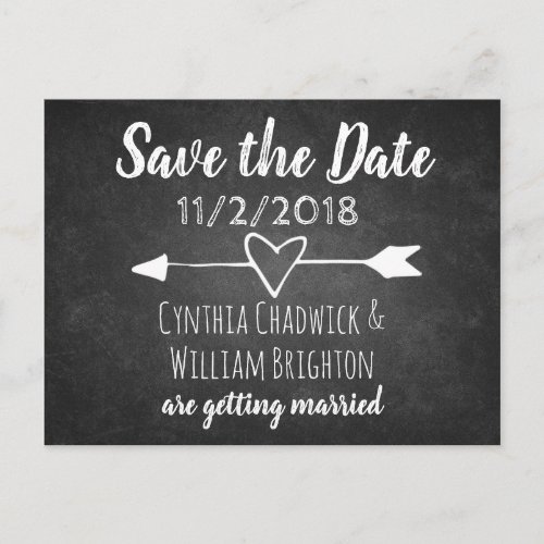 Chalkboard Typography Save the Date Postcard