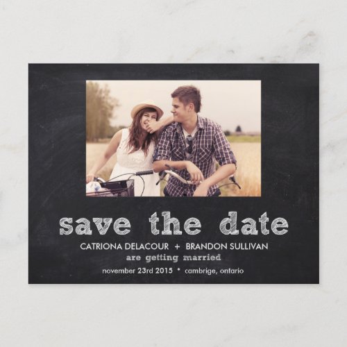 Chalkboard Typography Save the Date Postcard