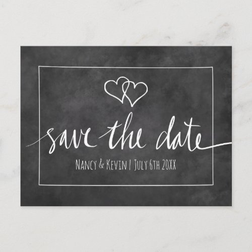 Chalkboard typography save the date wedding cards