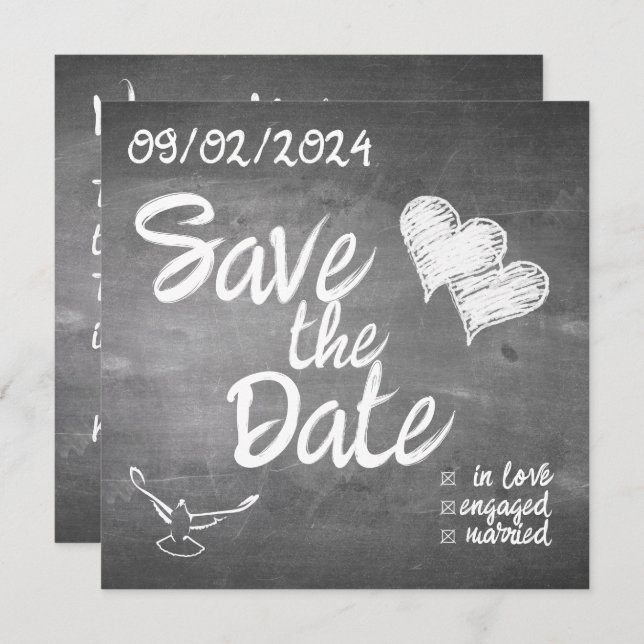 Chalkboard Typography Wedding Announcement (Front/Back)