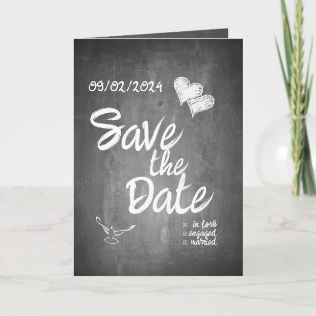 Chalkboard Typography Wedding Announcement (Front)