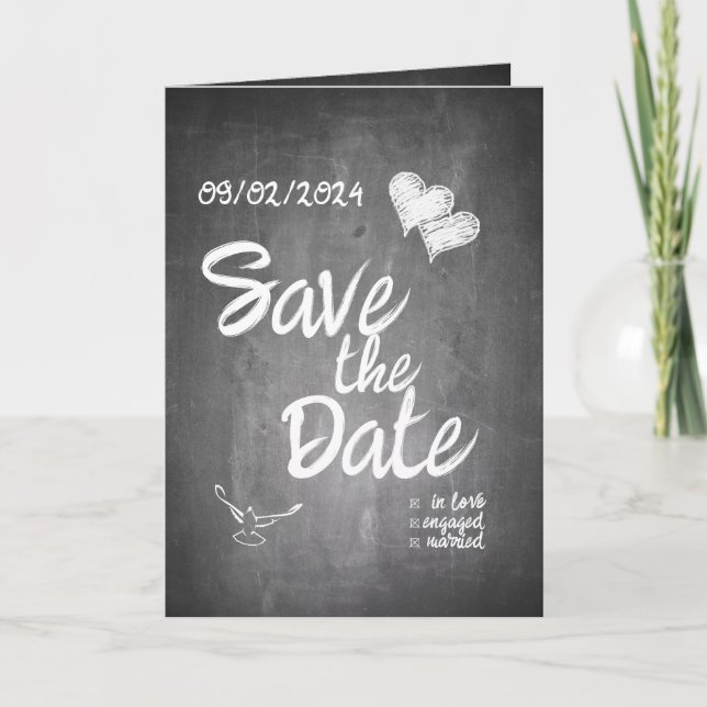 Chalkboard Typography Wedding Announcement (Front)