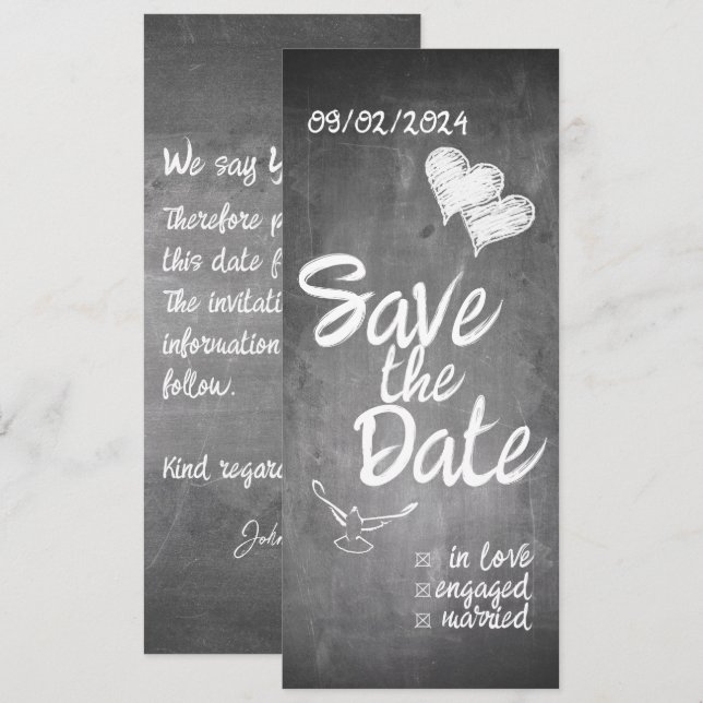 Chalkboard Typography Wedding Announcement (Front/Back)
