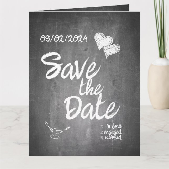 Chalkboard Typography Wedding Announcement (Front)