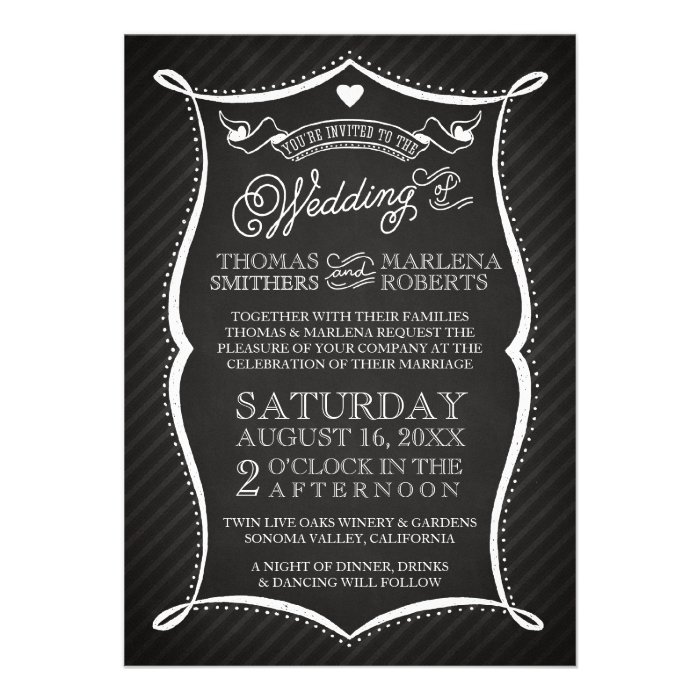 Chalkboard Typography Wedding Invitation