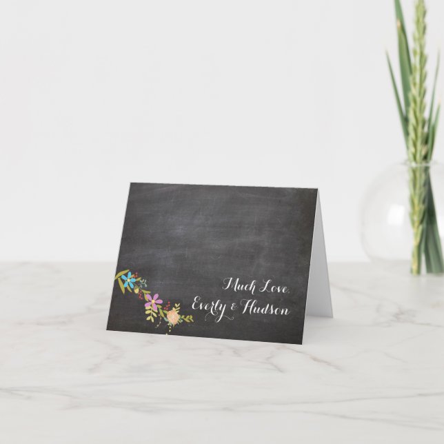 Chalkboard Typography Wedding Thank You Card (Front)