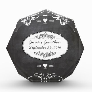 Chalkboard Typography Weddings Acrylic Award